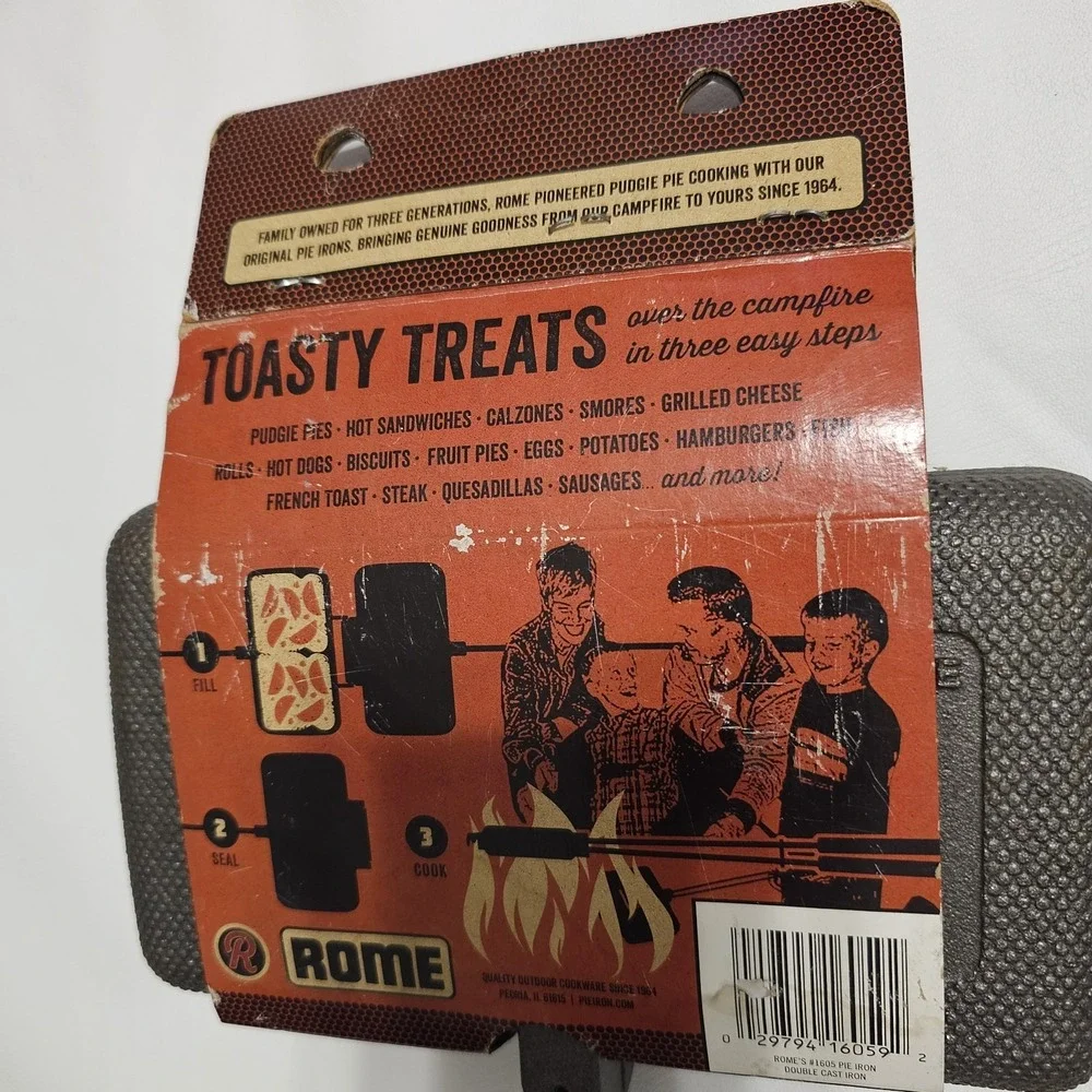 New Rome Original Pie Iron Double Cast Iron Campfire Cooker Grill Bake Toast